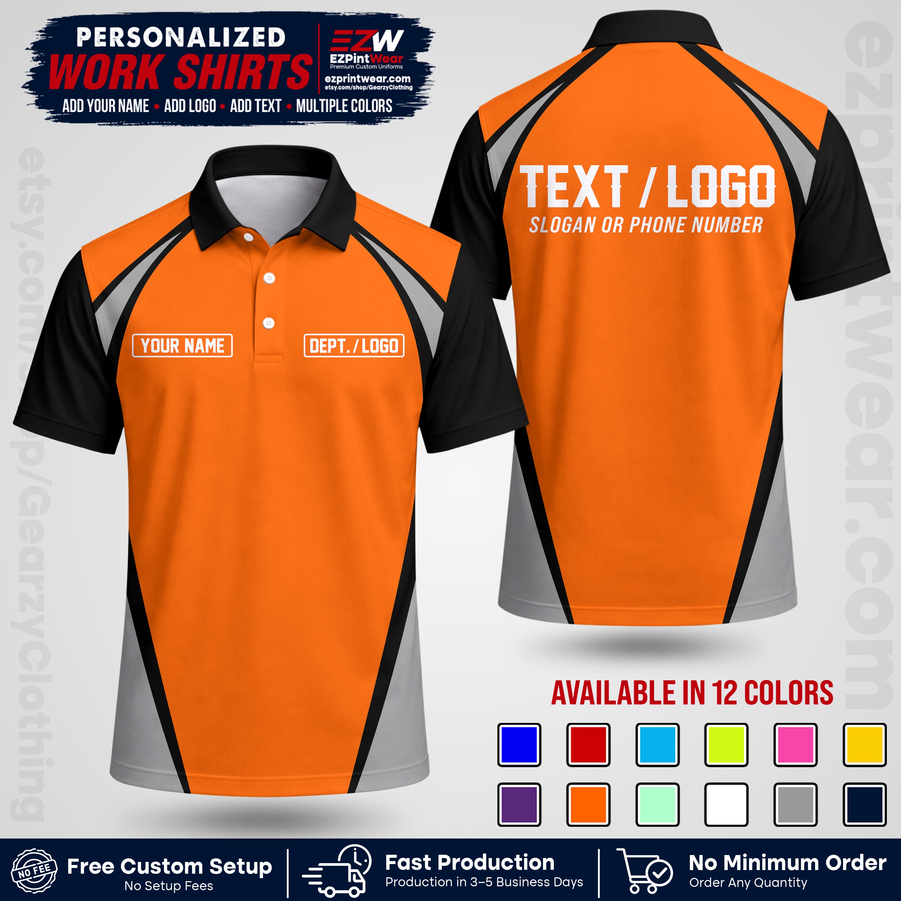 Custom All Over Print Work Uniform Shirt with Name, Logo & Text | Custom Hawaiian Shirt | Company Shirt | Employee Uniform UNF20