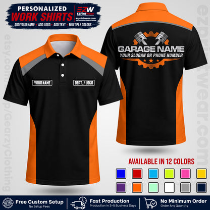 Custom Mechanic Work Shirt with Name, Logo & Text | Auto Shop Uniform | Workwear MCN 06