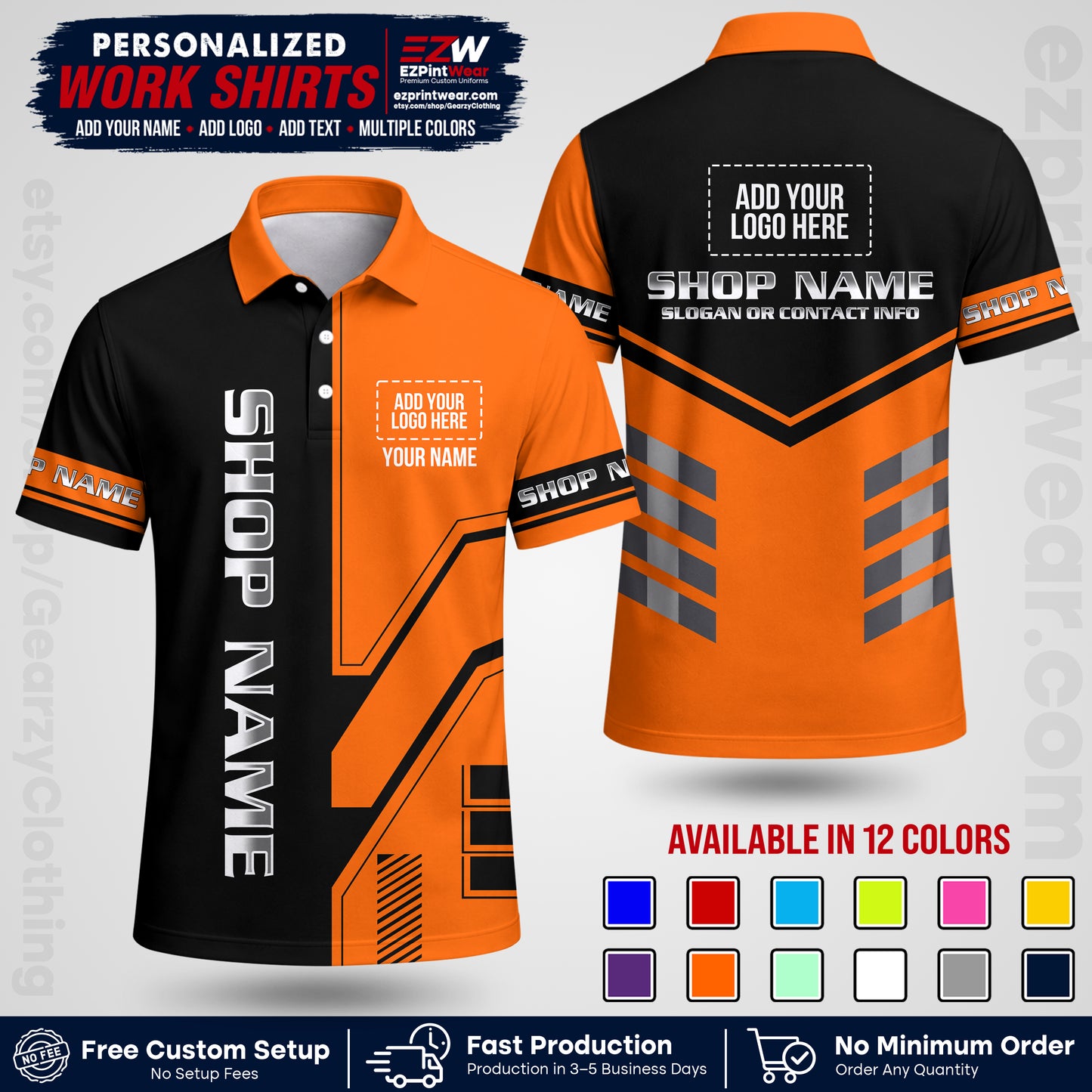 Custom All Over Print Work Uniform Shirt with Name, Logo & Text | Custom Hawaiian Shirt | Company Shirt | Employee Uniform UNF11