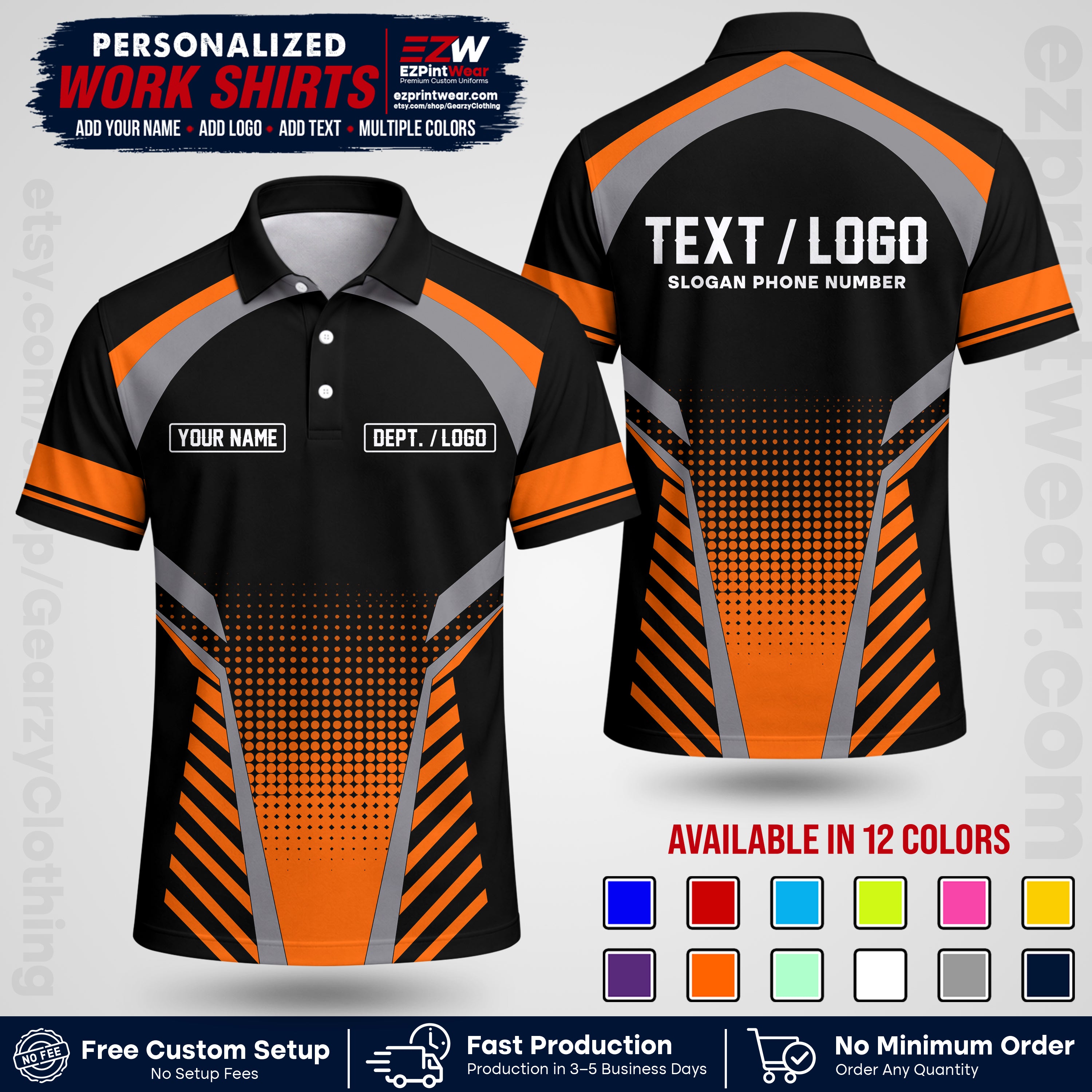 Custom All Over Print Work Uniform Shirt with Name, Logo & Text | Custom Hawaiian Shirt | Company Shirt | Employee Uniform UNF19