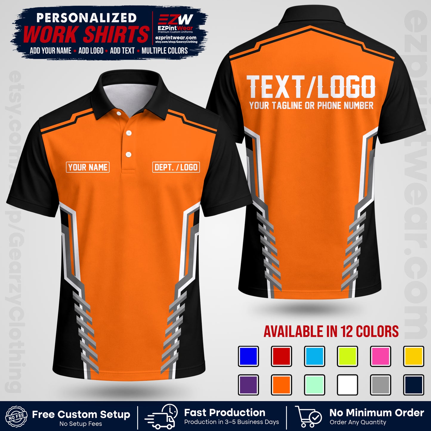 Custom All Over Print Work Uniform Shirt with Name, Logo & Text | Custom Hawaiian Shirt | Company Shirt | Employee Uniform UNF15