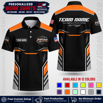 Custom Racing Shirt with Name, Logo & Text | Race Team Uniform | Crew Apparel RC10