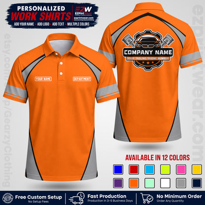 Custom Mechanic Work Shirt with Name, Logo & Text | Auto Shop Uniform | Workwear MCN 09