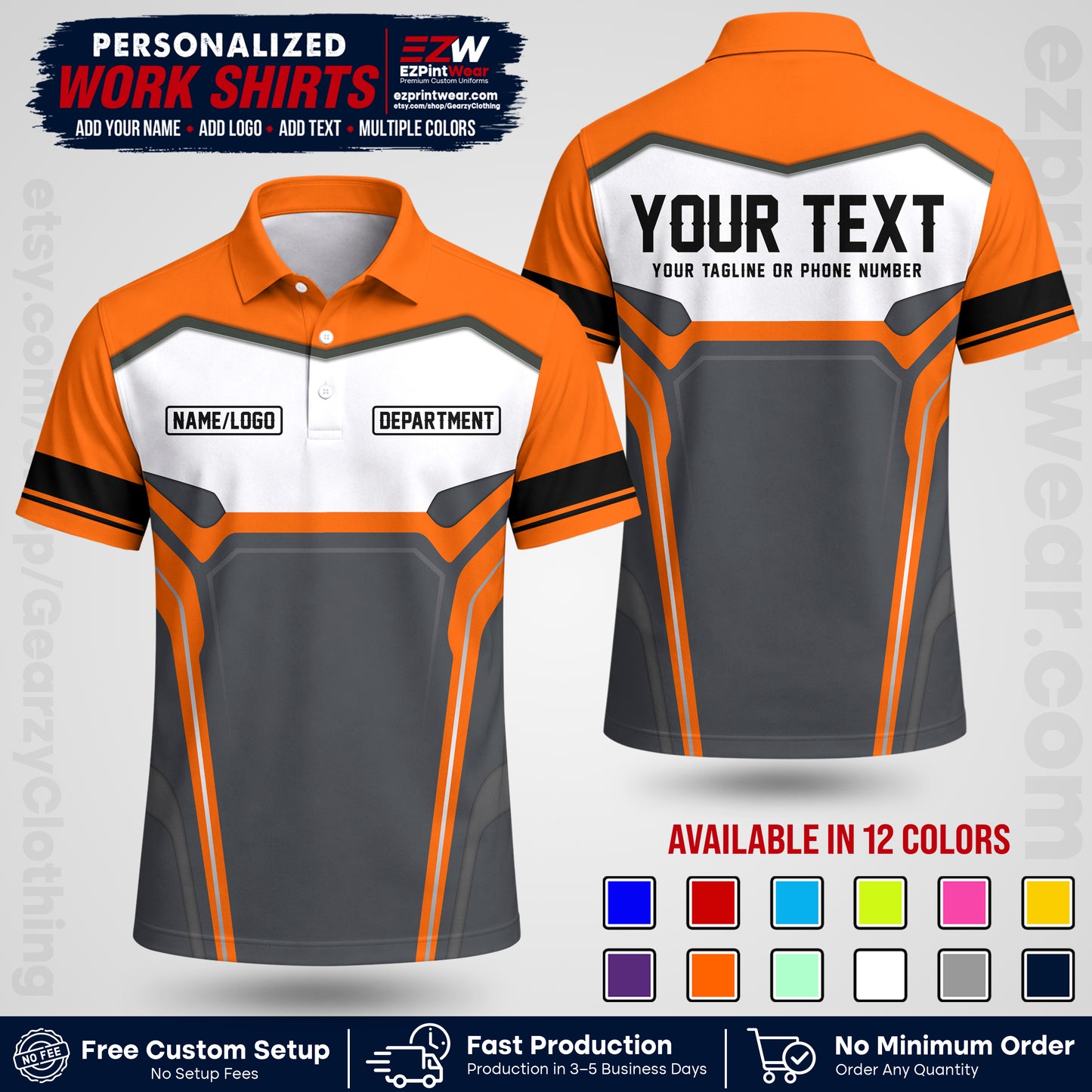 Custom All Over Print Work Uniform Shirt with Name, Logo & Text | Custom Hawaiian Shirt | Company Shirt | Employee Uniform UNF05