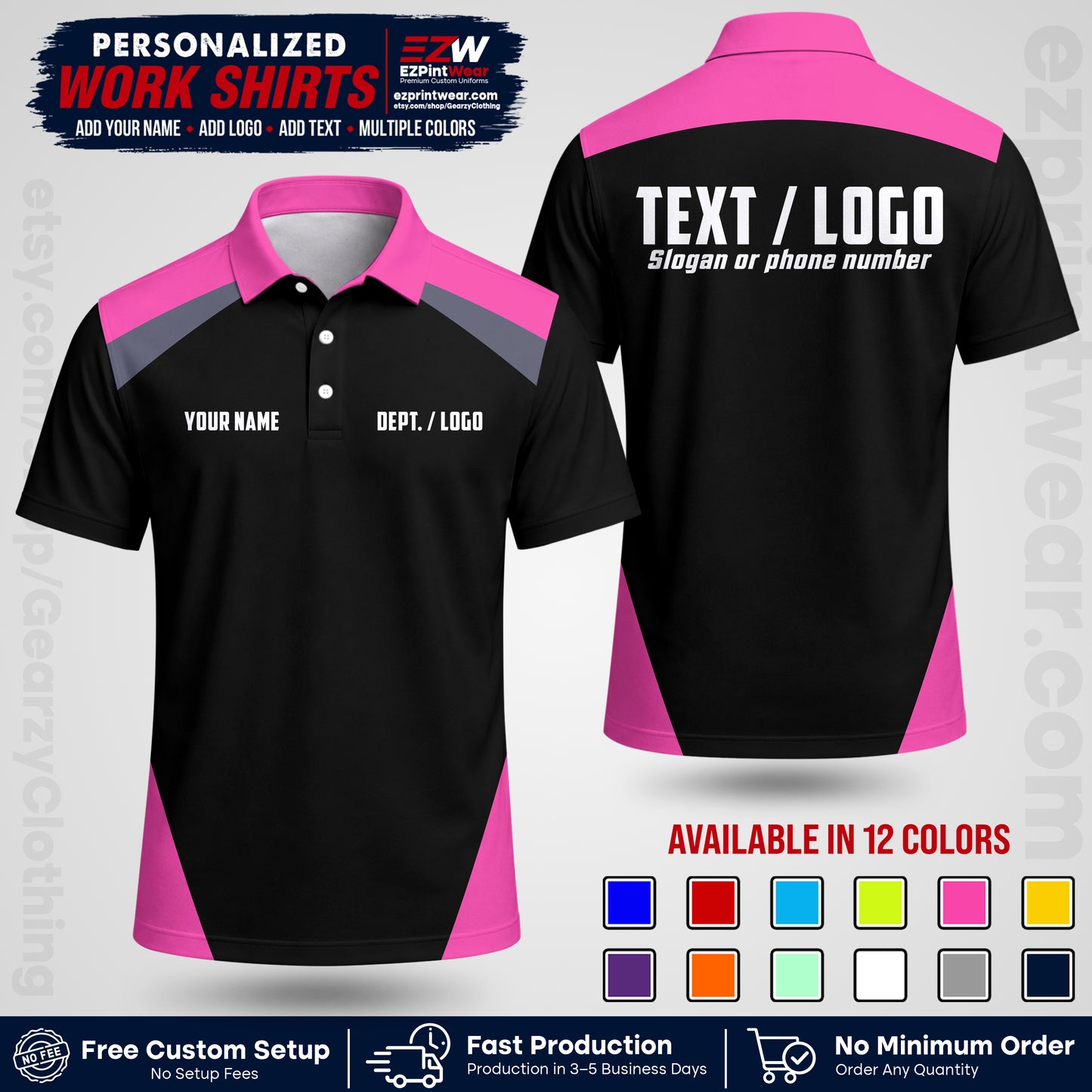 Custom All Over Print Work Uniform Shirt with Name, Logo & Text | Custom Hawaiian Shirt | Company Shirt | Employee Uniform UNF02
