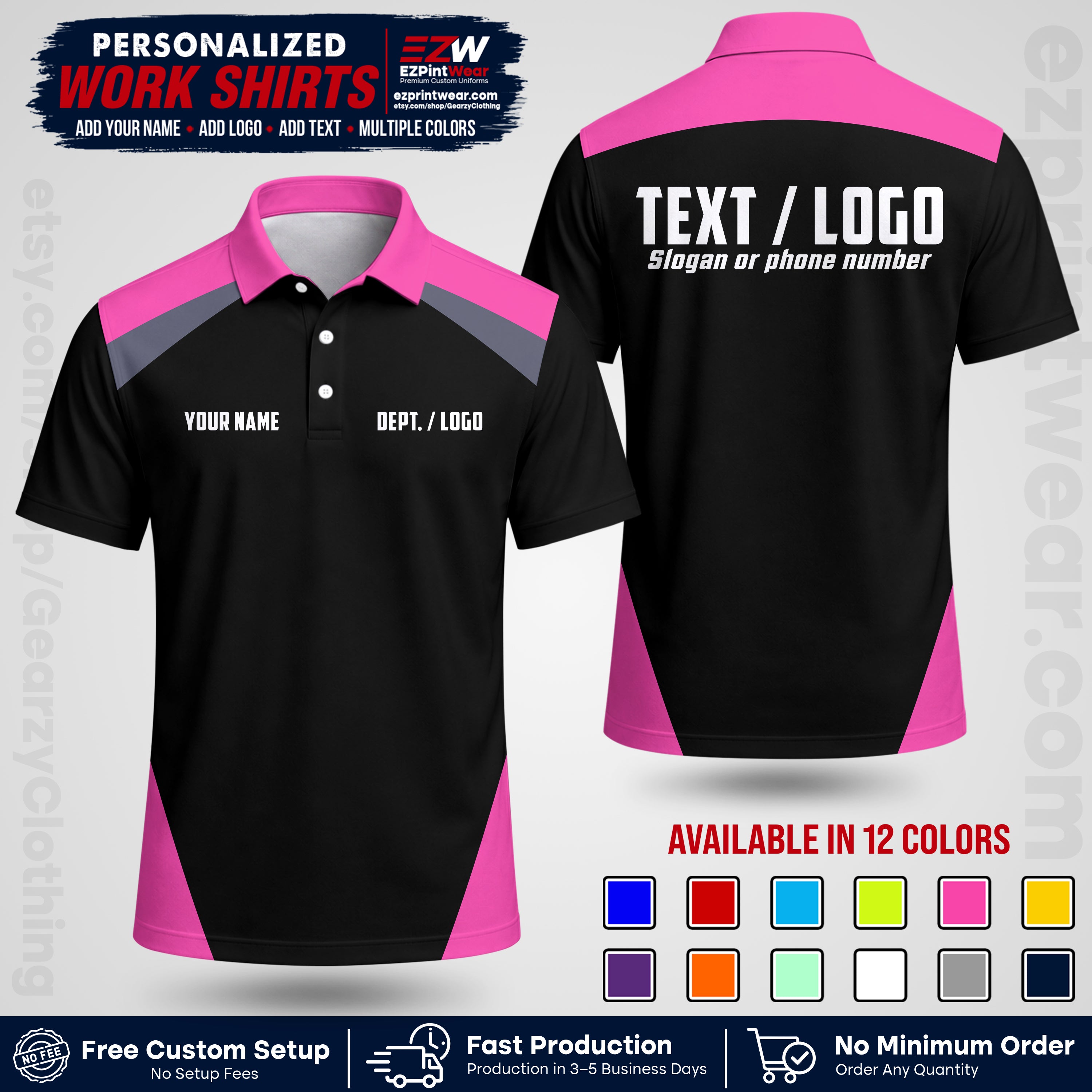 Custom All Over Print Work Uniform Shirt with Name, Logo & Text | Custom Hawaiian Shirt | Company Shirt | Employee Uniform UNF02