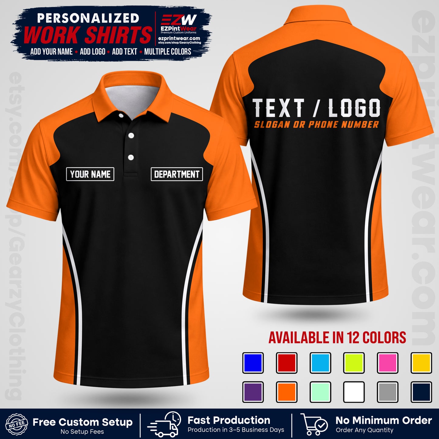 Custom All Over Print Work Uniform Shirt with Name, Logo & Text | Custom Hawaiian Shirt | Company Shirt | Employee Uniform UNF16