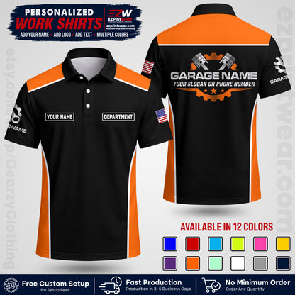 Custom Mechanic Work Shirt with Name, Logo & Text | Auto Shop Uniform | Workwear MCN 07