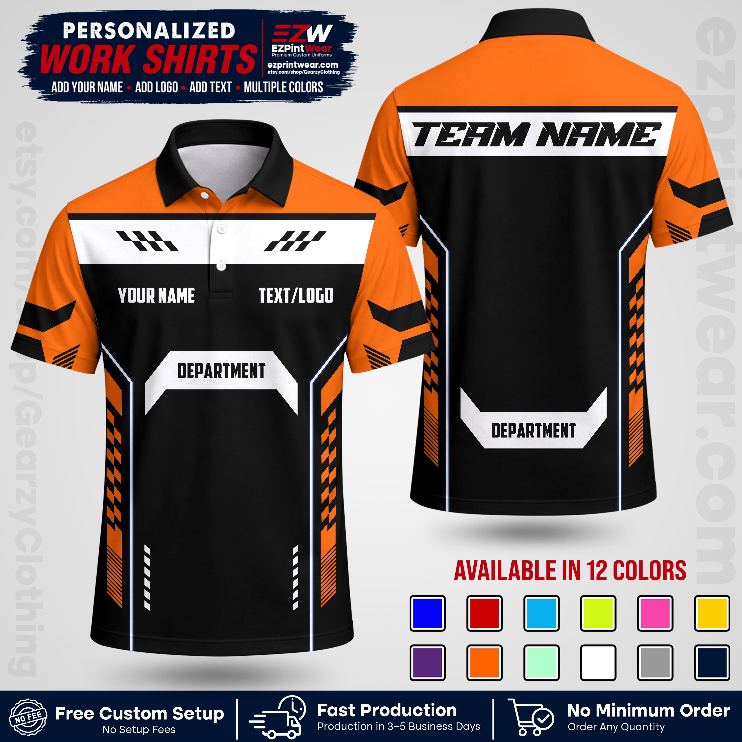 Custom All Over Print Work Uniform Shirt with Name, Logo & Text | Custom Hawaiian Shirt | Company Shirt | Employee Uniform UNF18