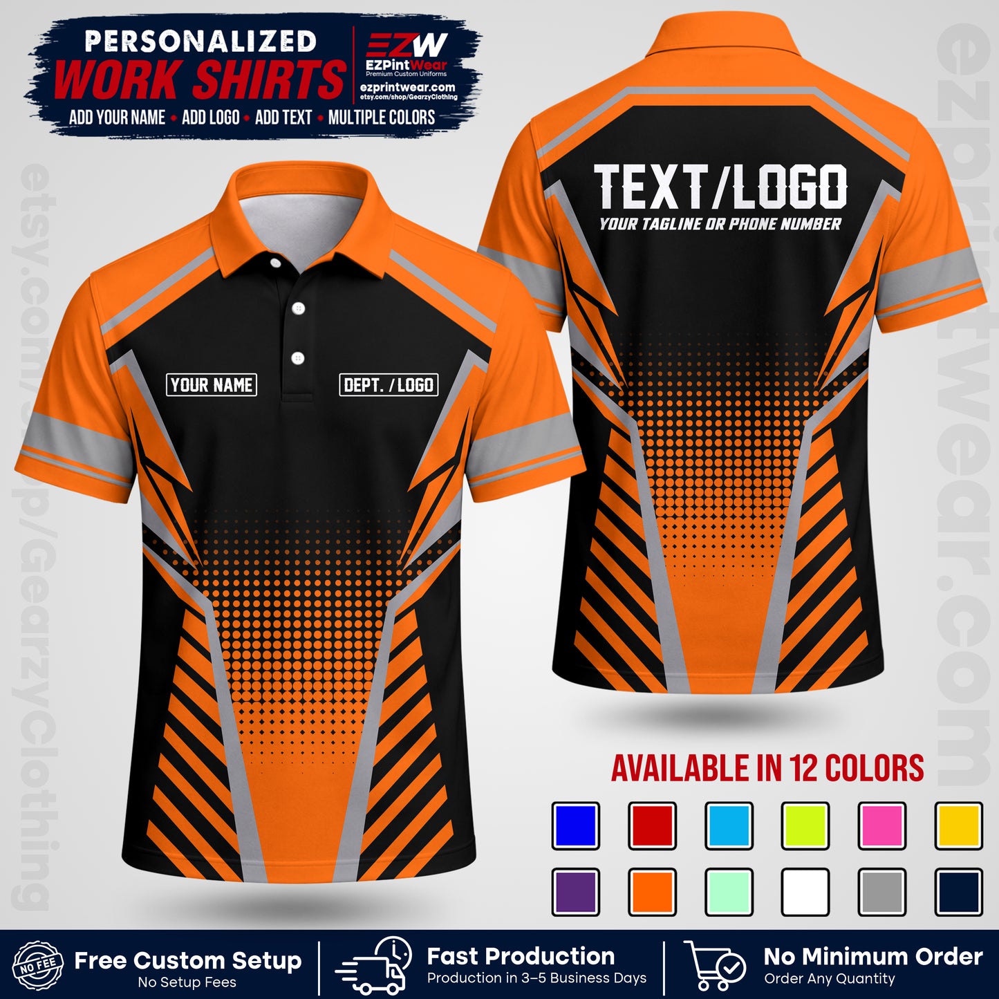 Custom All Over Print Work Uniform Shirt with Name, Logo & Text | Custom Hawaiian Shirt | Company Shirt | Employee Uniform UNF13