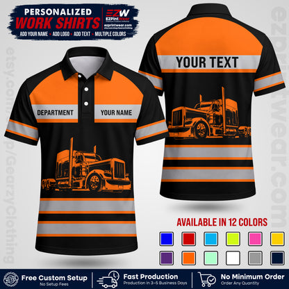 Personalized Truck Driver Workwear Uniform | Custom Safety Stripe Apparel | Non-Reflective Reflective Style Design TW02