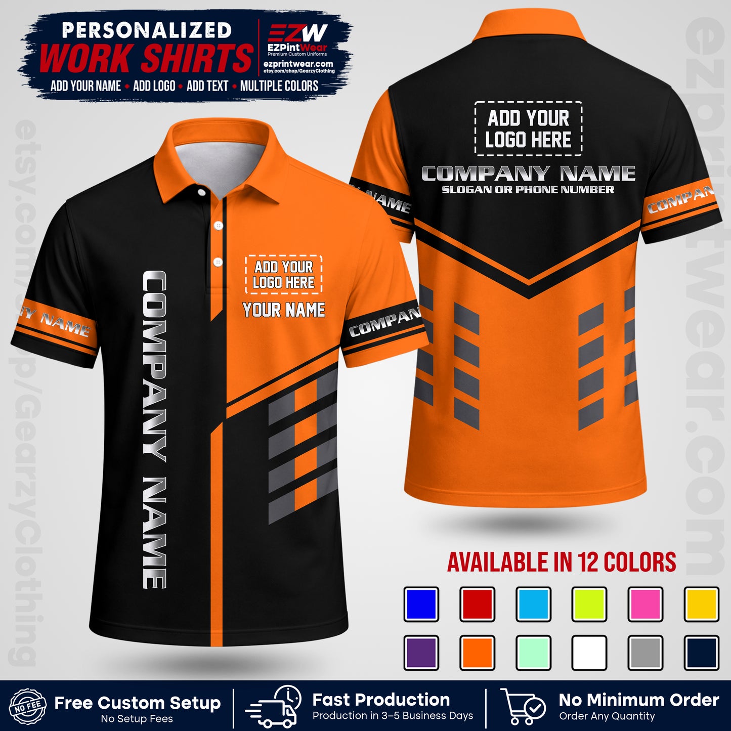 Custom All Over Print Work Uniform Shirt with Name, Logo & Text | Custom Hawaiian Shirt | Company Shirt | Employee Uniform UNF09