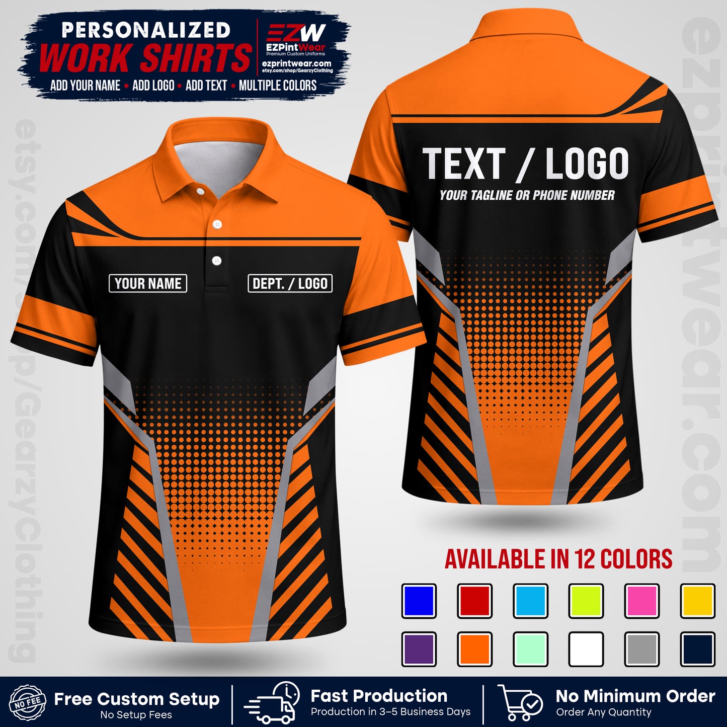 Custom All Over Print Work Uniform Shirt with Name, Logo & Text | Custom Hawaiian Shirt | Company Shirt | Employee Uniform UNF08