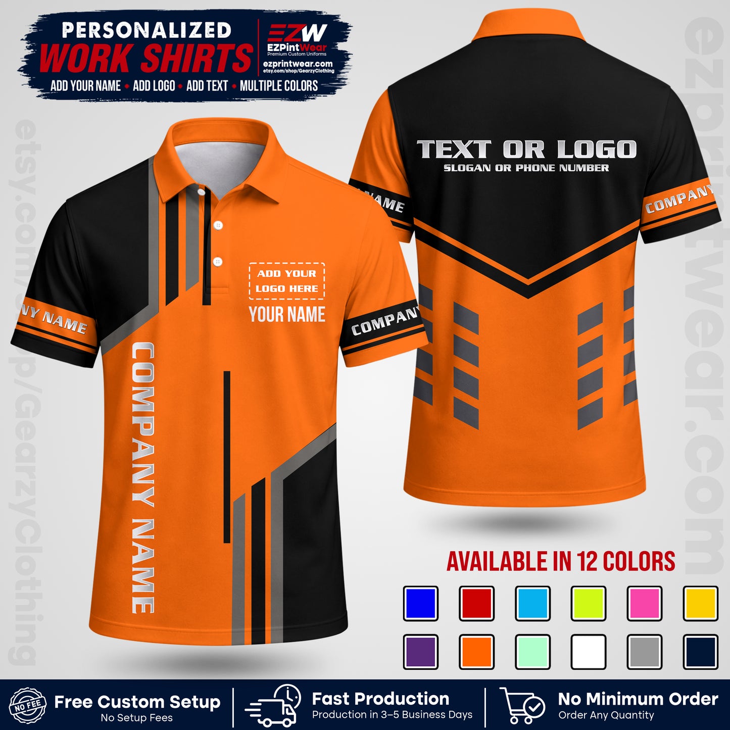 Custom All Over Print Work Uniform Shirt with Name, Logo & Text | Custom Hawaiian Shirt | Company Shirt | Employee Uniform UNF10