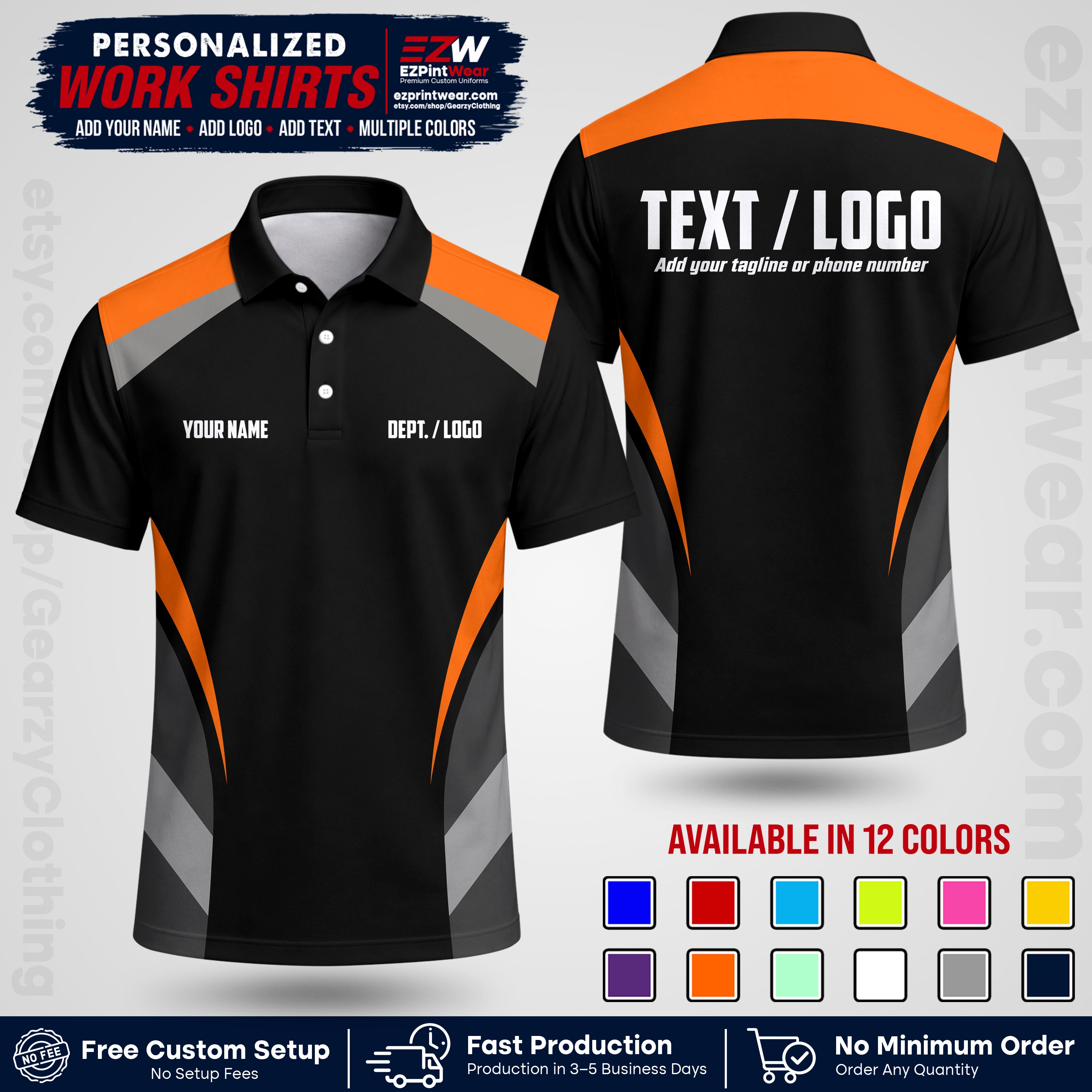Custom All Over Print Work Uniform Shirt with Name, Logo & Text | Custom Hawaiian Shirt | Company Shirt | Employee Uniform UNF03