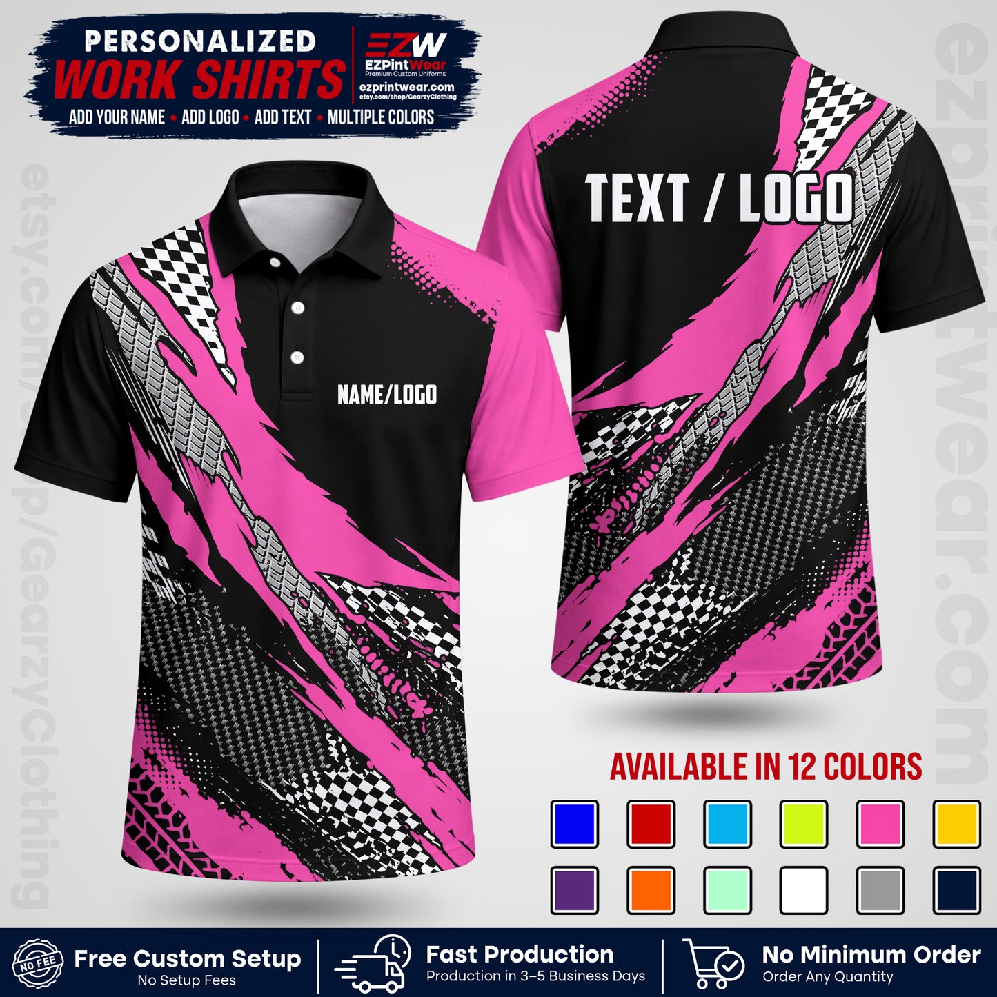 Custom Racing Shirt with Name, Logo & Text | Race Team Uniform | Crew Apparel RC05