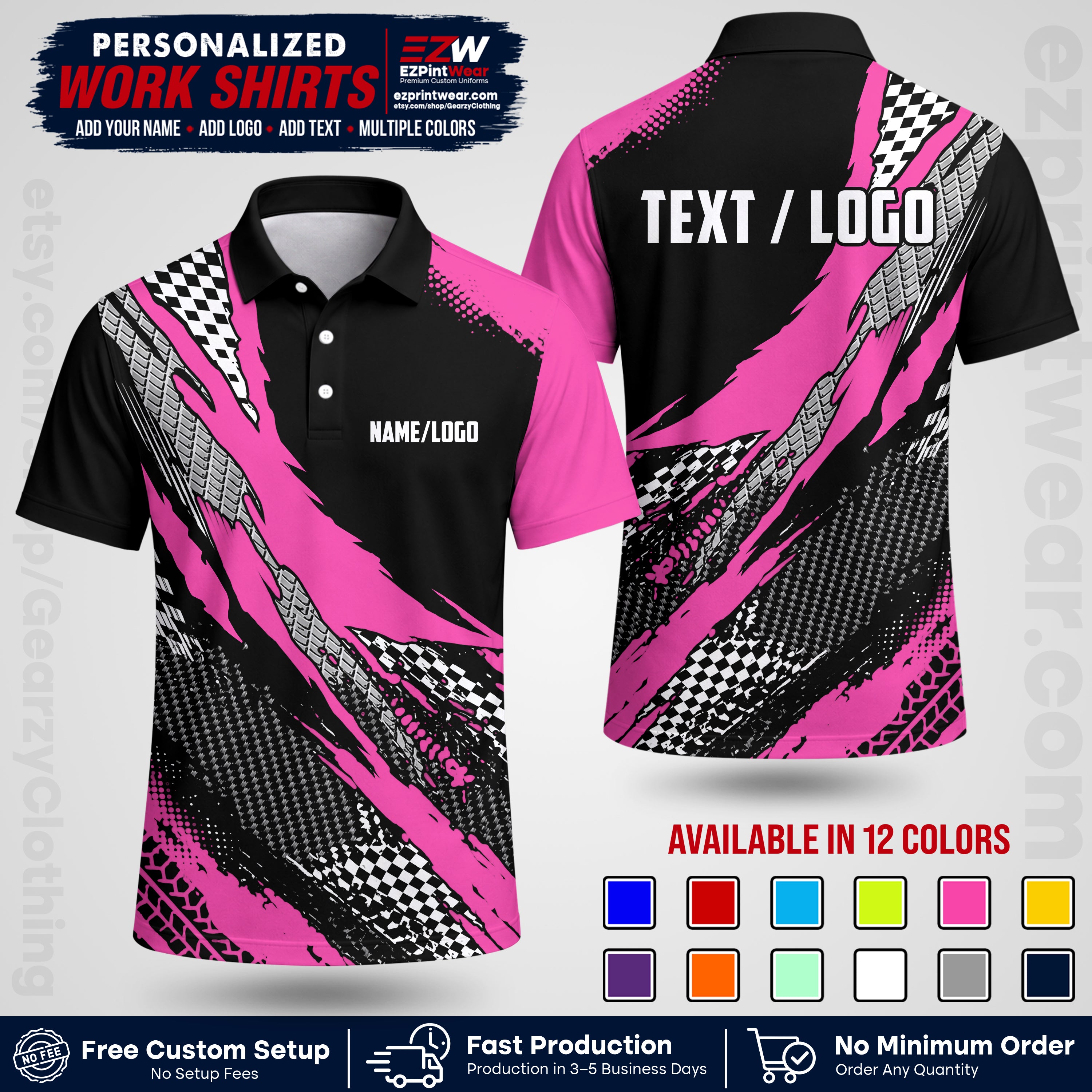 Custom Racing Shirt with Name, Logo & Text | Race Team Uniform | Crew Apparel RC05