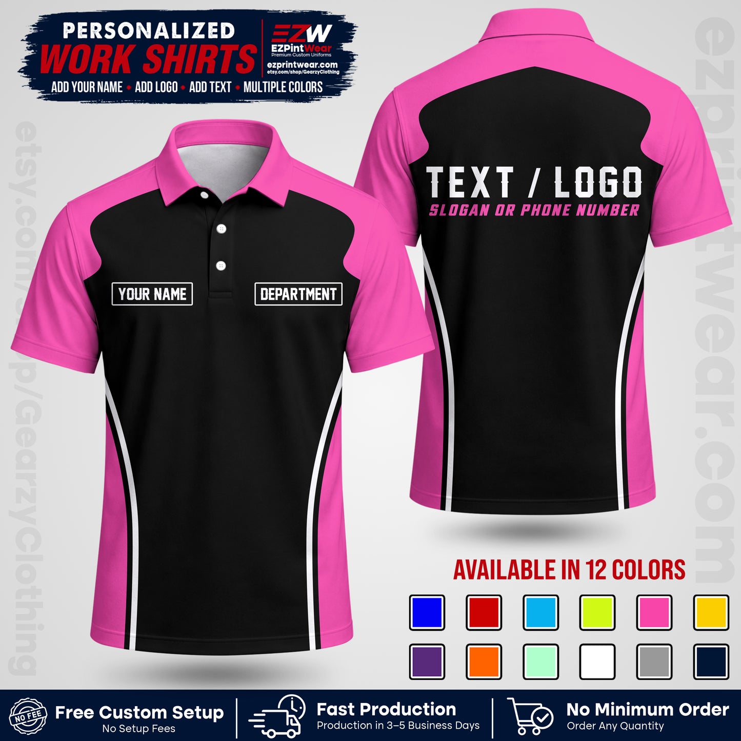 Custom All Over Print Work Uniform Shirt with Name, Logo & Text | Custom Hawaiian Shirt | Company Shirt | Employee Uniform UNF16