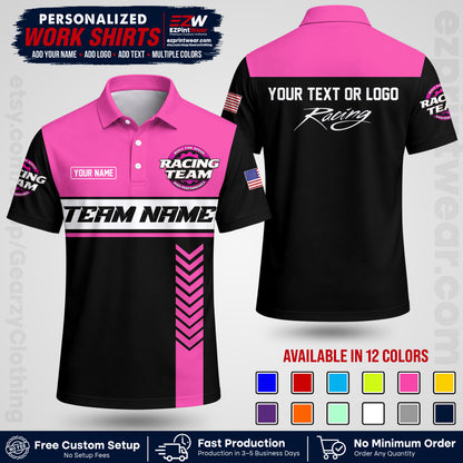 Custom Racing Shirt with Name, Logo & Text | Race Team Uniform | Crew Apparel RC02