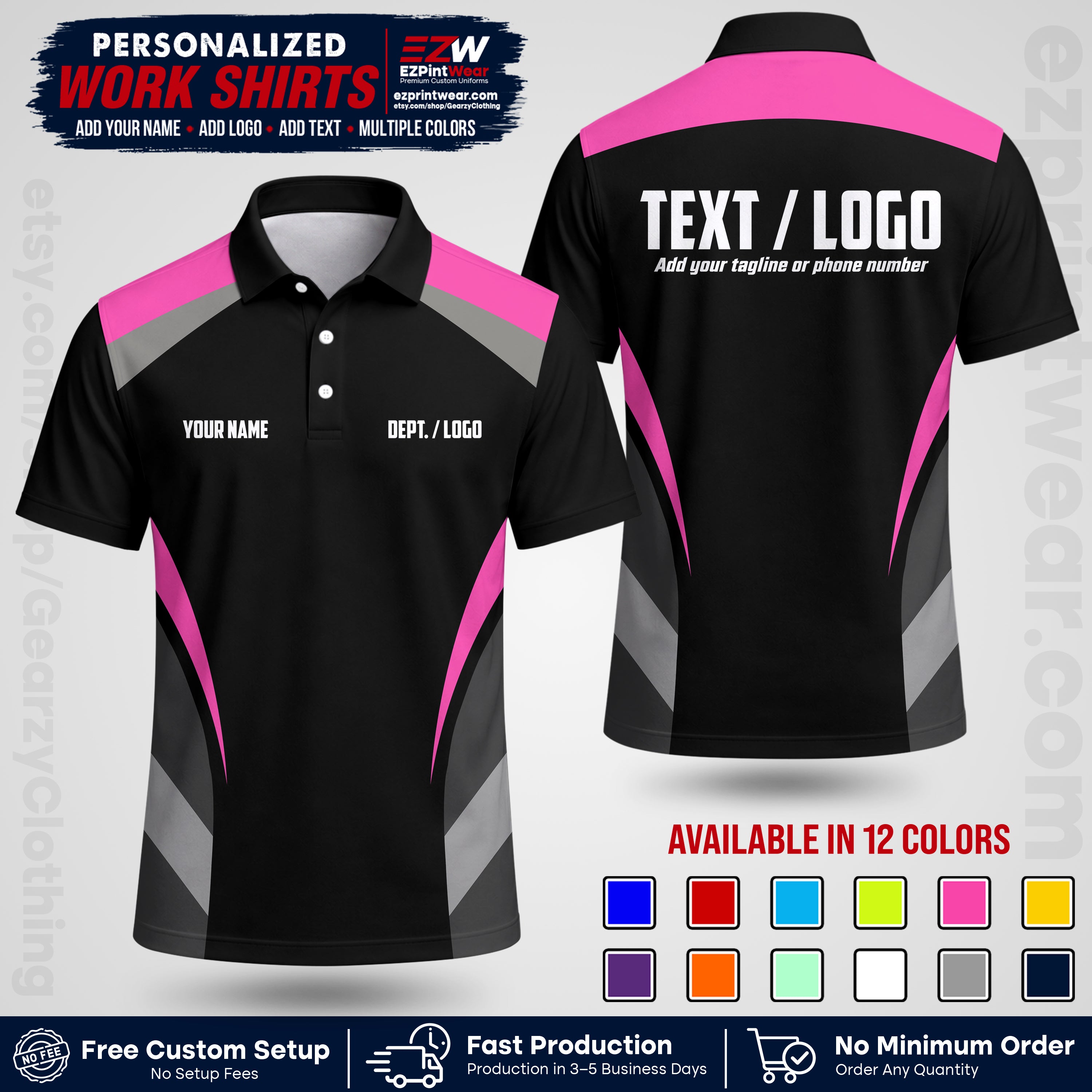 Custom All Over Print Work Uniform Shirt with Name, Logo & Text | Custom Hawaiian Shirt | Company Shirt | Employee Uniform UNF03