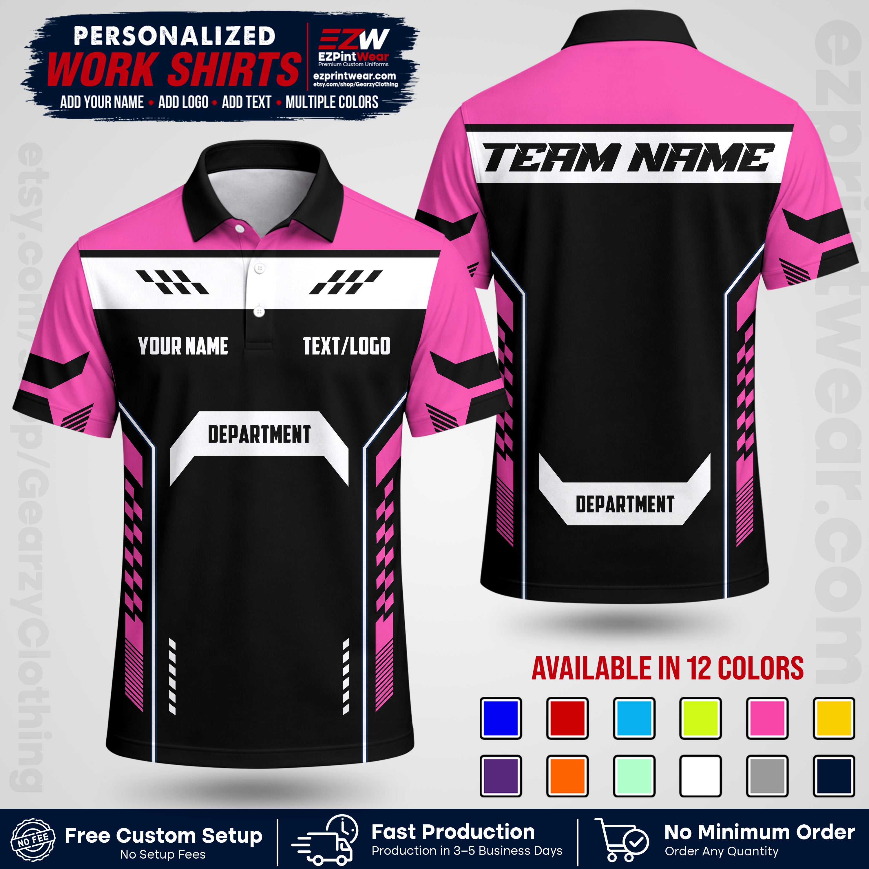 Custom All Over Print Work Uniform Shirt with Name, Logo & Text | Custom Hawaiian Shirt | Company Shirt | Employee Uniform UNF18