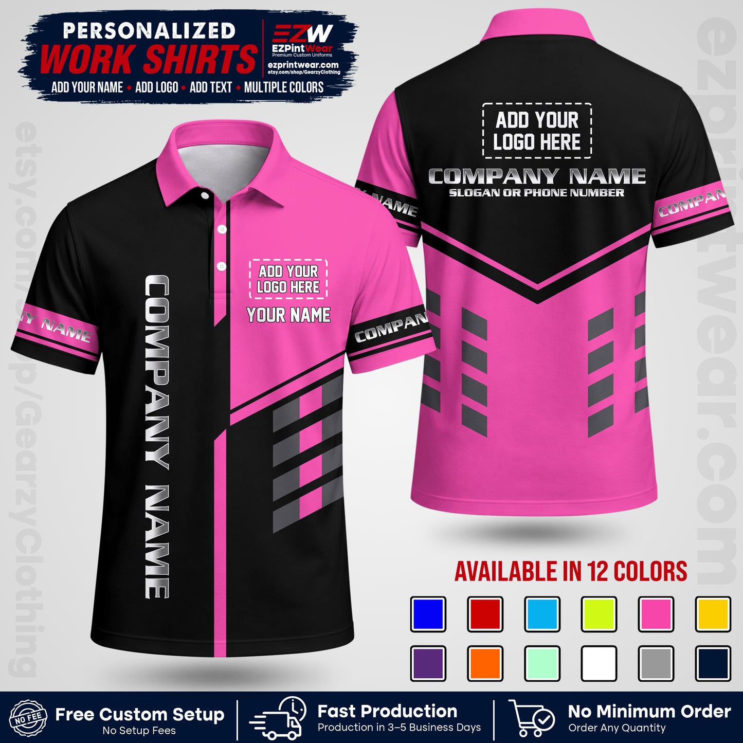 Custom All Over Print Work Uniform Shirt with Name, Logo & Text | Custom Hawaiian Shirt | Company Shirt | Employee Uniform UNF09