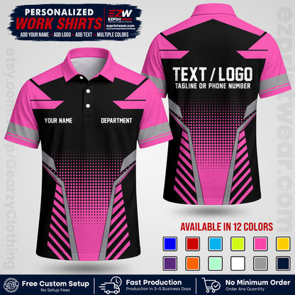 Custom All Over Print Work Uniform Shirt with Name, Logo & Text | Custom Hawaiian Shirt | Company Shirt | Employee Uniform UNF06
