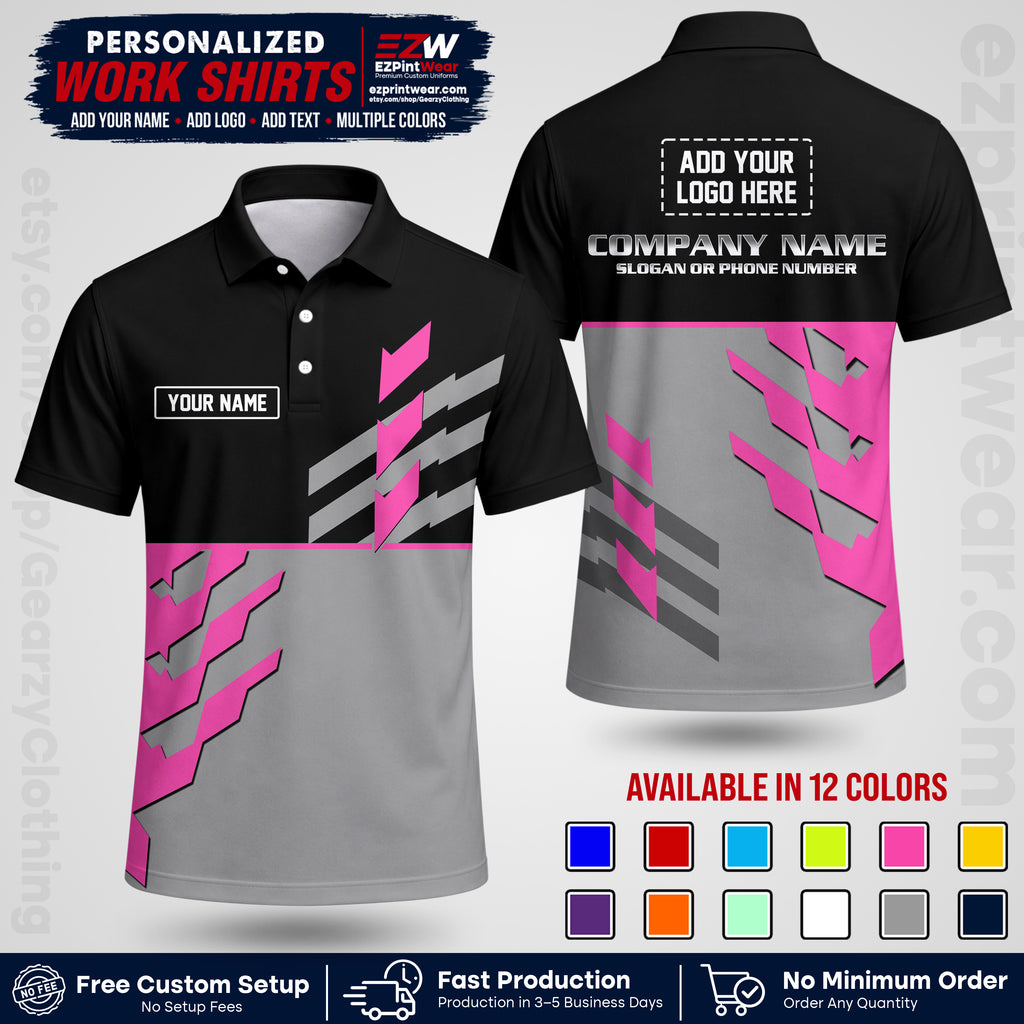 Custom All Over Print Work Uniform Shirt with Name, Logo & Text | Custom Hawaiian Shirt | Company Shirt | Employee Uniform UNF21