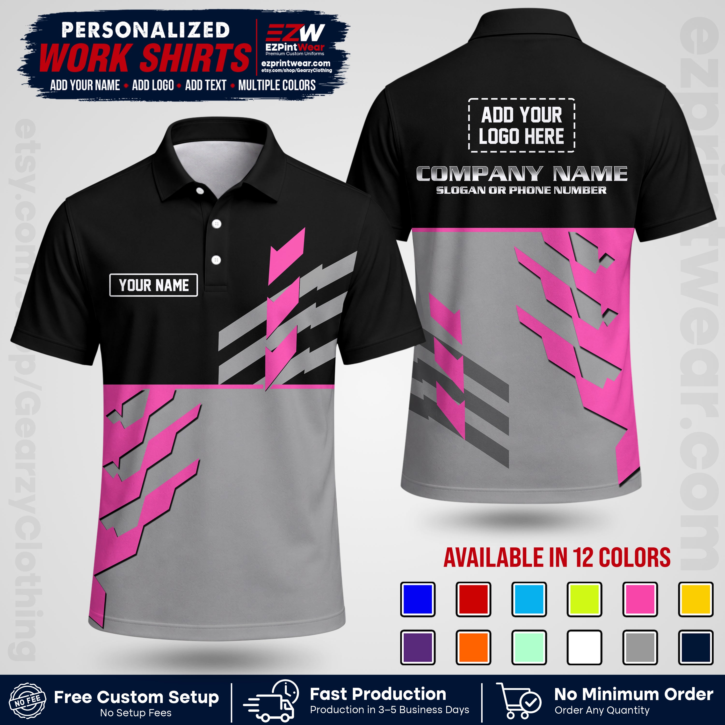 Custom All Over Print Work Uniform Shirt with Name, Logo & Text | Custom Hawaiian Shirt | Company Shirt | Employee Uniform UNF21
