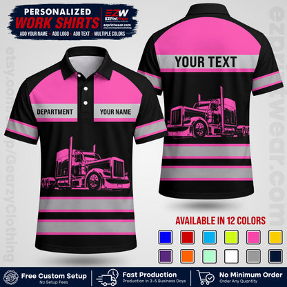 Personalized Truck Driver Workwear Uniform | Custom Safety Stripe Apparel | Non-Reflective Reflective Style Design TW02