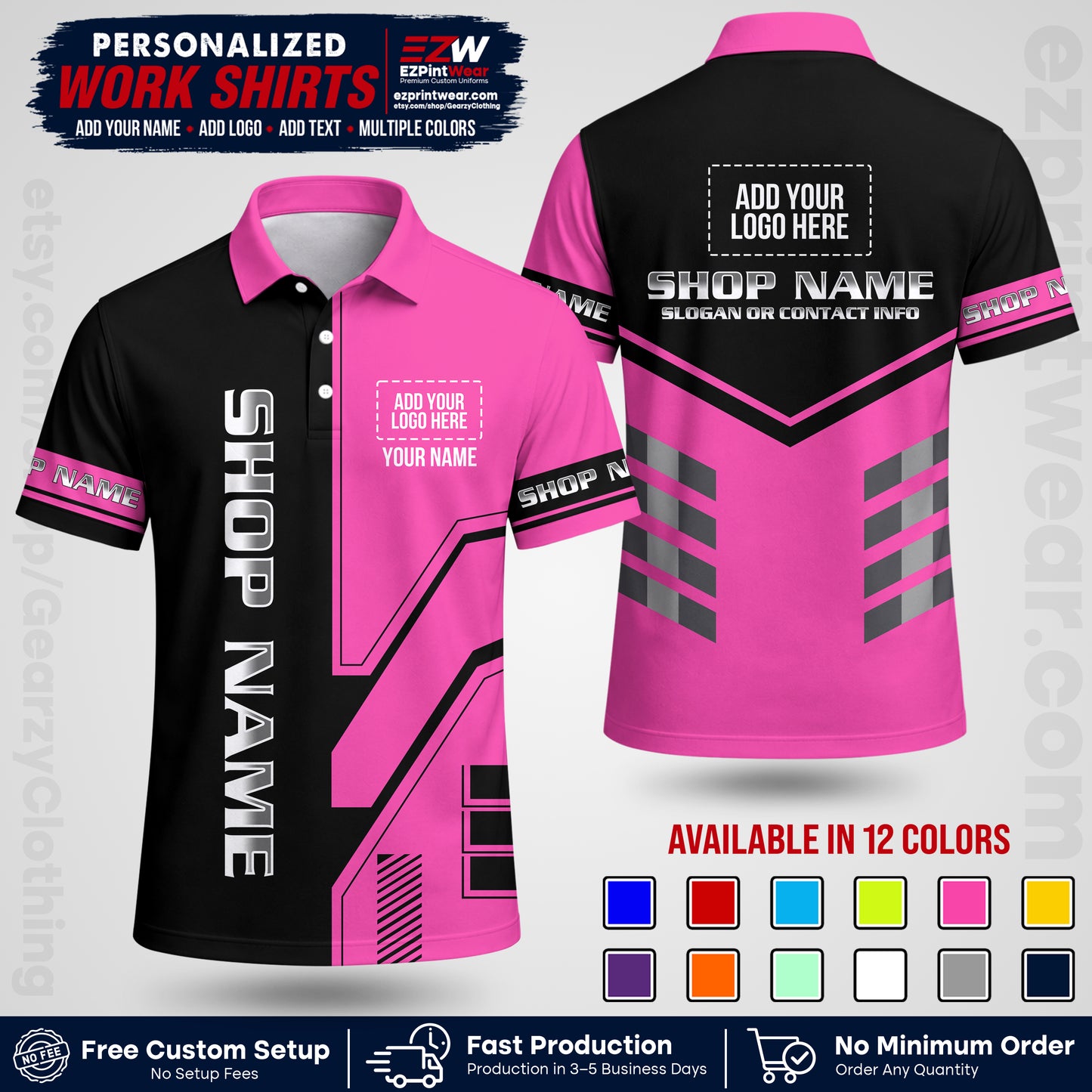 Custom All Over Print Work Uniform Shirt with Name, Logo & Text | Custom Hawaiian Shirt | Company Shirt | Employee Uniform UNF11