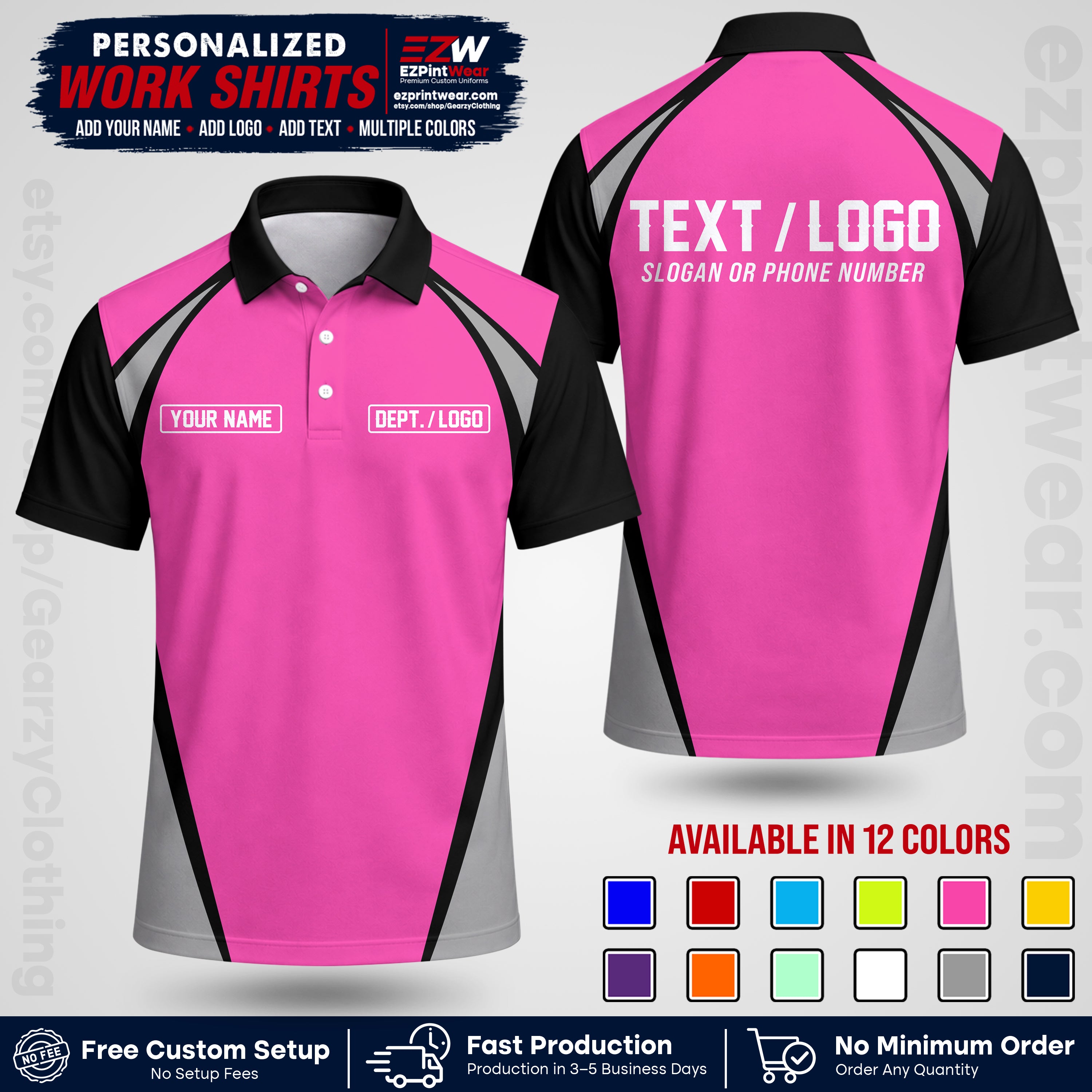Custom All Over Print Work Uniform Shirt with Name, Logo & Text | Custom Hawaiian Shirt | Company Shirt | Employee Uniform UNF20