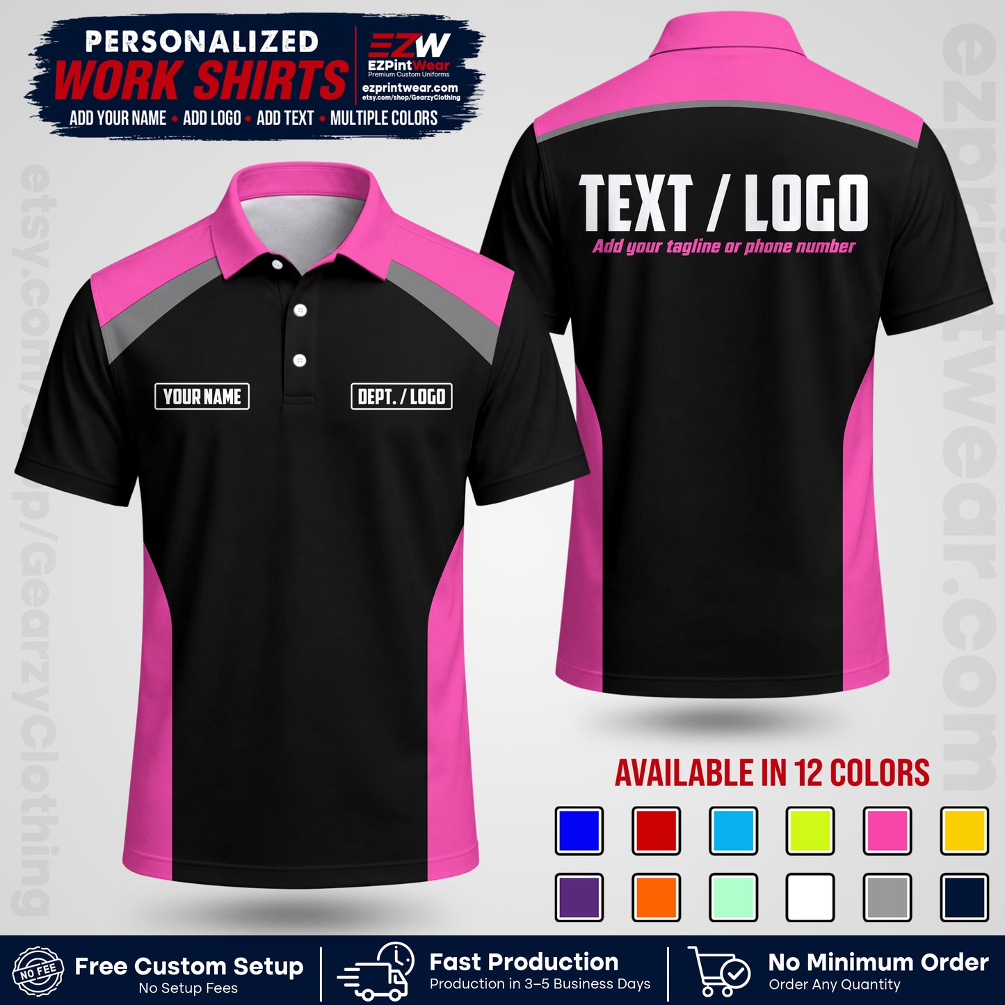 Custom All Over Print Work Uniform Shirt with Name, Logo & Text | Custom Hawaiian Shirt | Company Shirt | Employee Uniform UNF04
