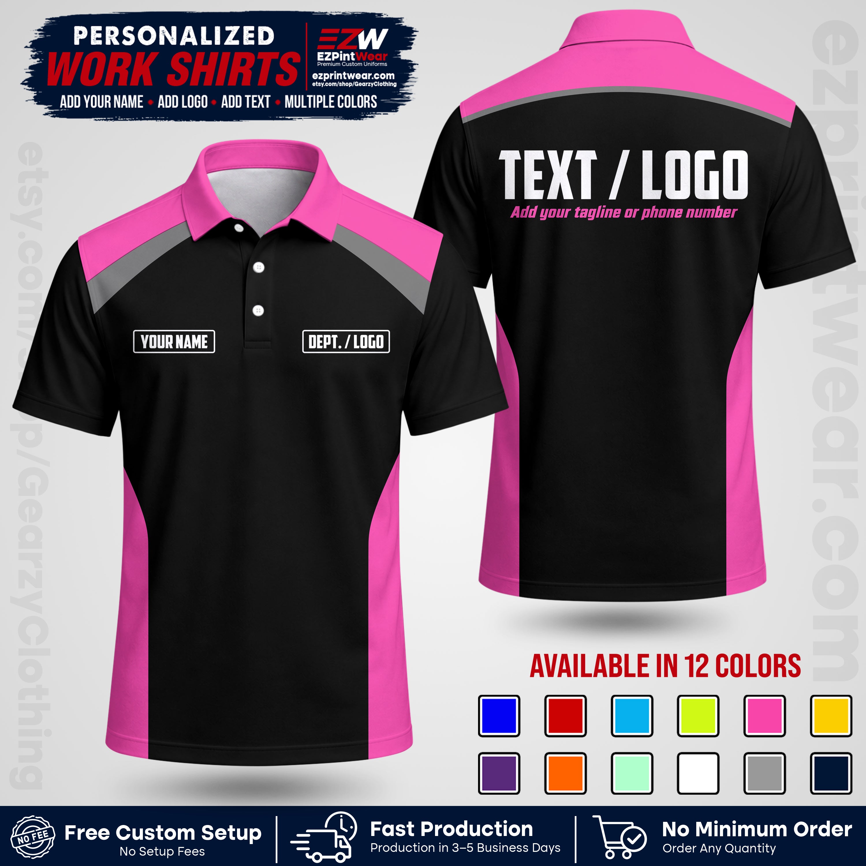 Custom All Over Print Work Uniform Shirt with Name, Logo & Text | Custom Hawaiian Shirt | Company Shirt | Employee Uniform UNF04