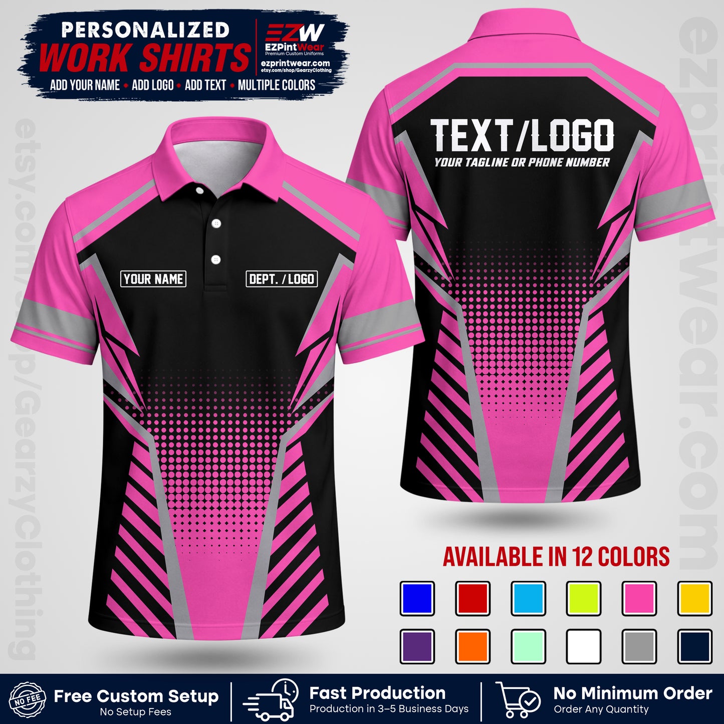 Custom All Over Print Work Uniform Shirt with Name, Logo & Text | Custom Hawaiian Shirt | Company Shirt | Employee Uniform UNF13