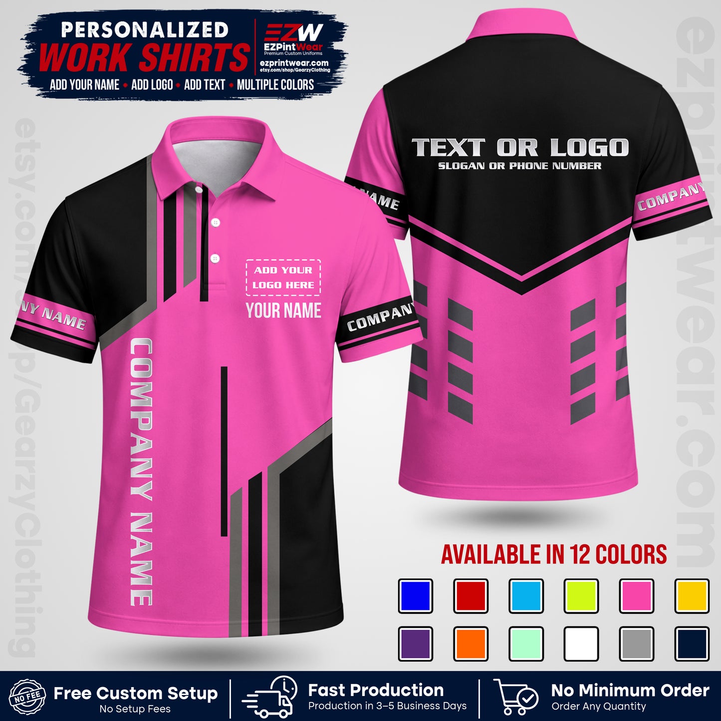 Custom All Over Print Work Uniform Shirt with Name, Logo & Text | Custom Hawaiian Shirt | Company Shirt | Employee Uniform UNF10