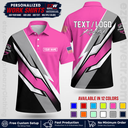 Custom Racing Shirt with Name, Logo & Text | Race Team Uniform | Crew Apparel RC01