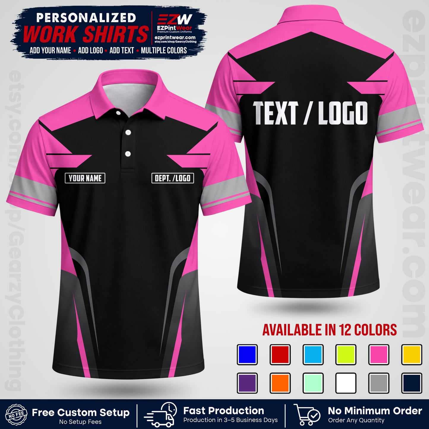 Custom All Over Print Work Uniform Shirt with Name, Logo & Text | Custom Hawaiian Shirt | Company Shirt | Employee Uniform UNF01
