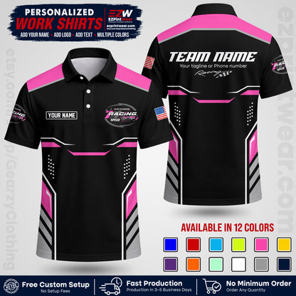 Custom Racing Shirt with Name, Logo & Text | Race Team Uniform | Crew Apparel RC10