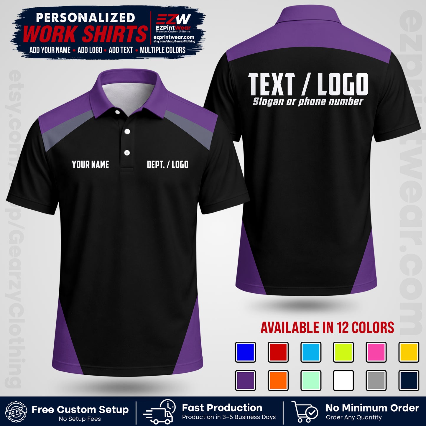 Custom All Over Print Work Uniform Shirt with Name, Logo & Text | Custom Hawaiian Shirt | Company Shirt | Employee Uniform UNF02