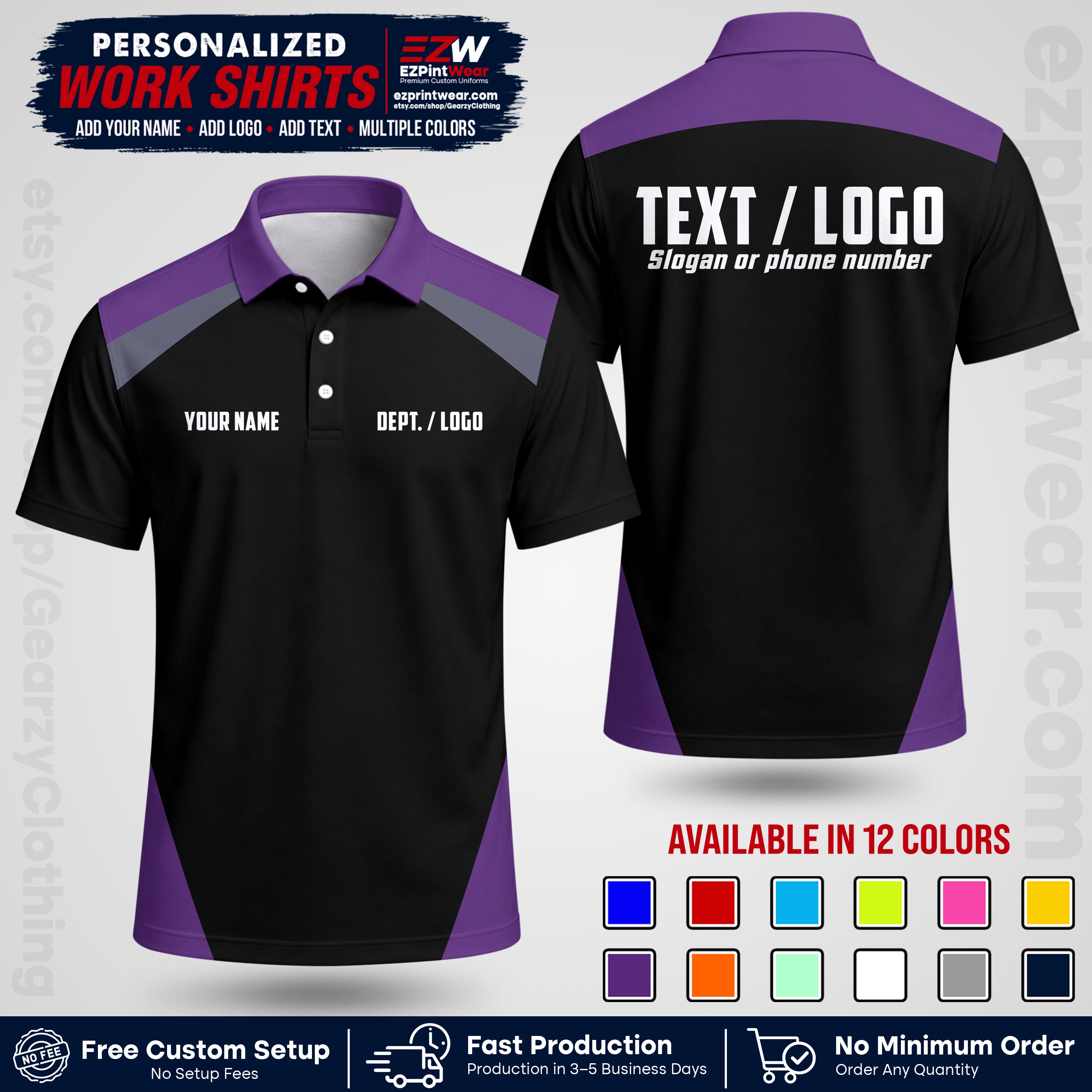 Custom All Over Print Work Uniform Shirt with Name, Logo & Text | Custom Hawaiian Shirt | Company Shirt | Employee Uniform UNF02