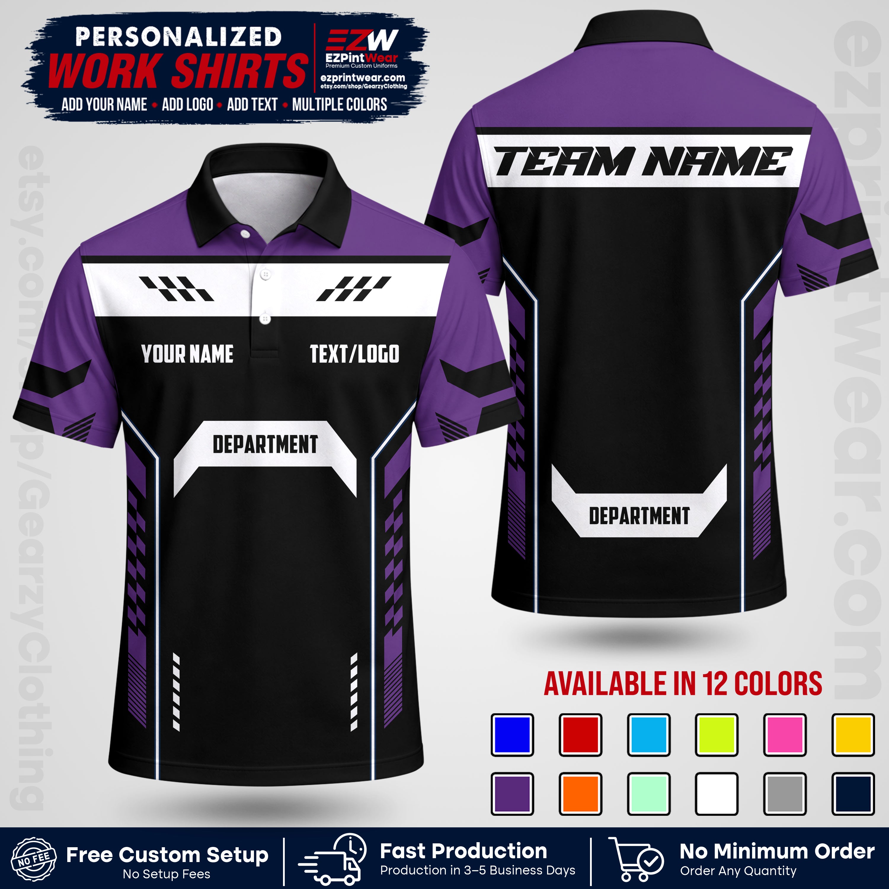 Custom All Over Print Work Uniform Shirt with Name, Logo & Text | Custom Hawaiian Shirt | Company Shirt | Employee Uniform UNF18