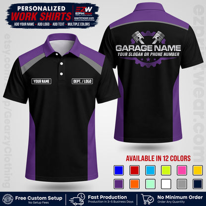 Custom Mechanic Work Shirt with Name, Logo & Text | Auto Shop Uniform | Workwear MCN 06
