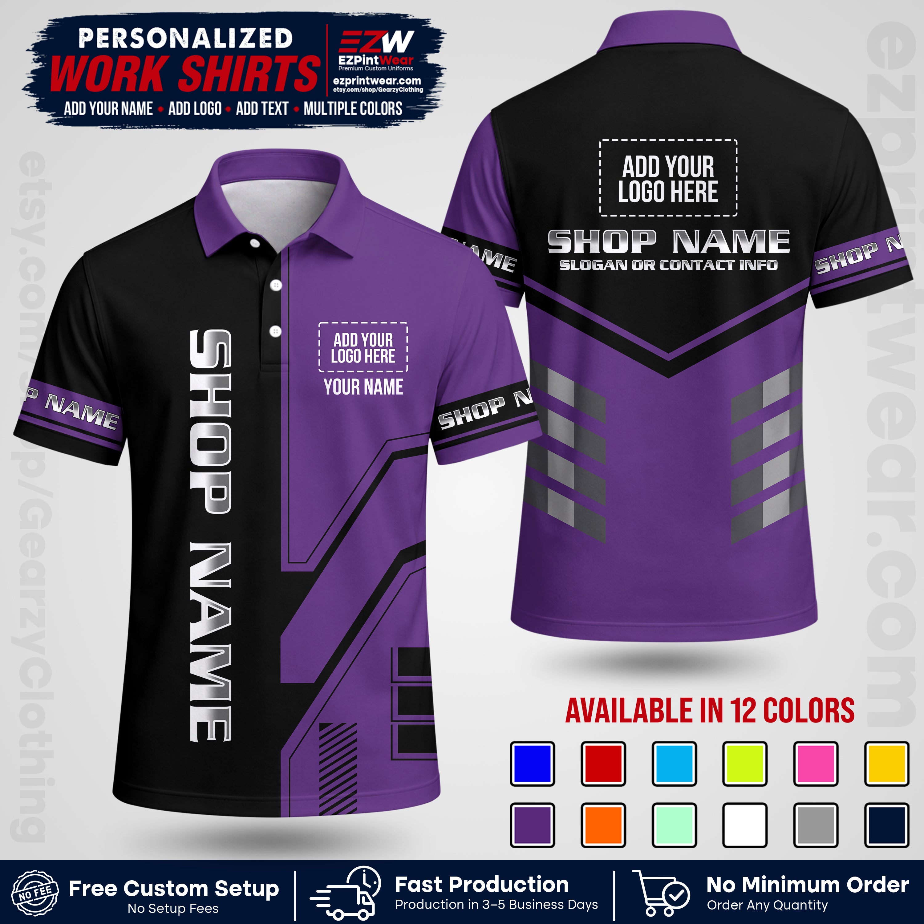 Custom All Over Print Work Uniform Shirt with Name, Logo & Text | Custom Hawaiian Shirt | Company Shirt | Employee Uniform UNF11