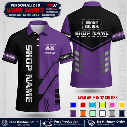 Custom All Over Print Work Uniform Shirt with Name, Logo & Text | Custom Hawaiian Shirt | Company Shirt | Employee Uniform UNF11