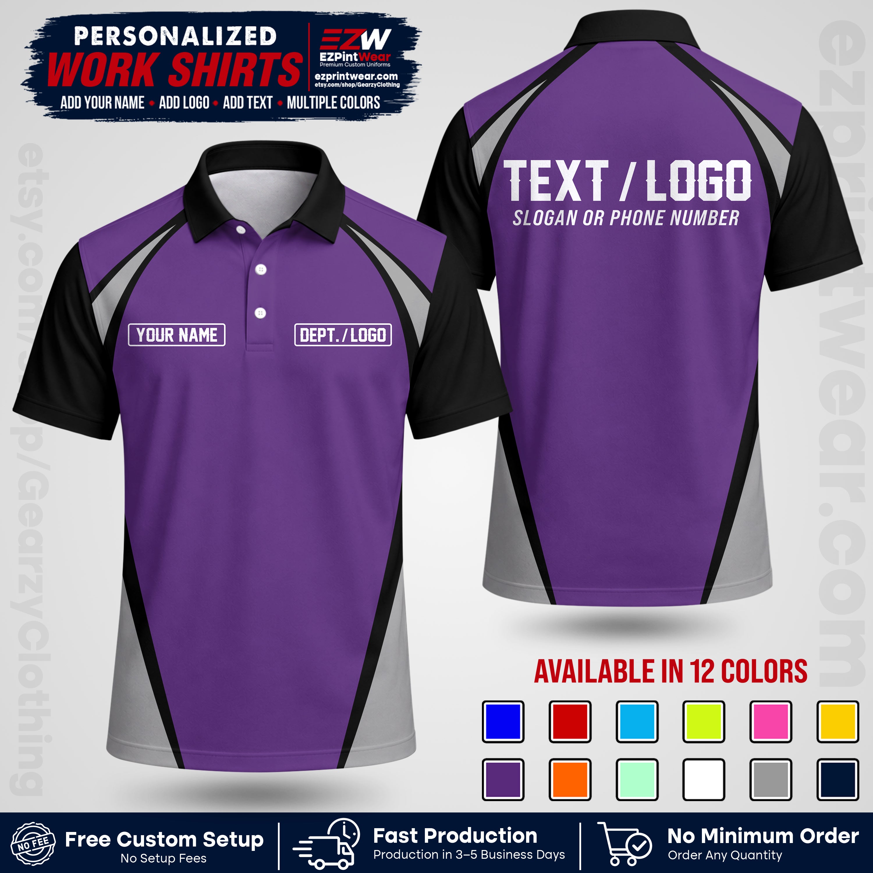 Custom All Over Print Work Uniform Shirt with Name, Logo & Text | Custom Hawaiian Shirt | Company Shirt | Employee Uniform UNF20