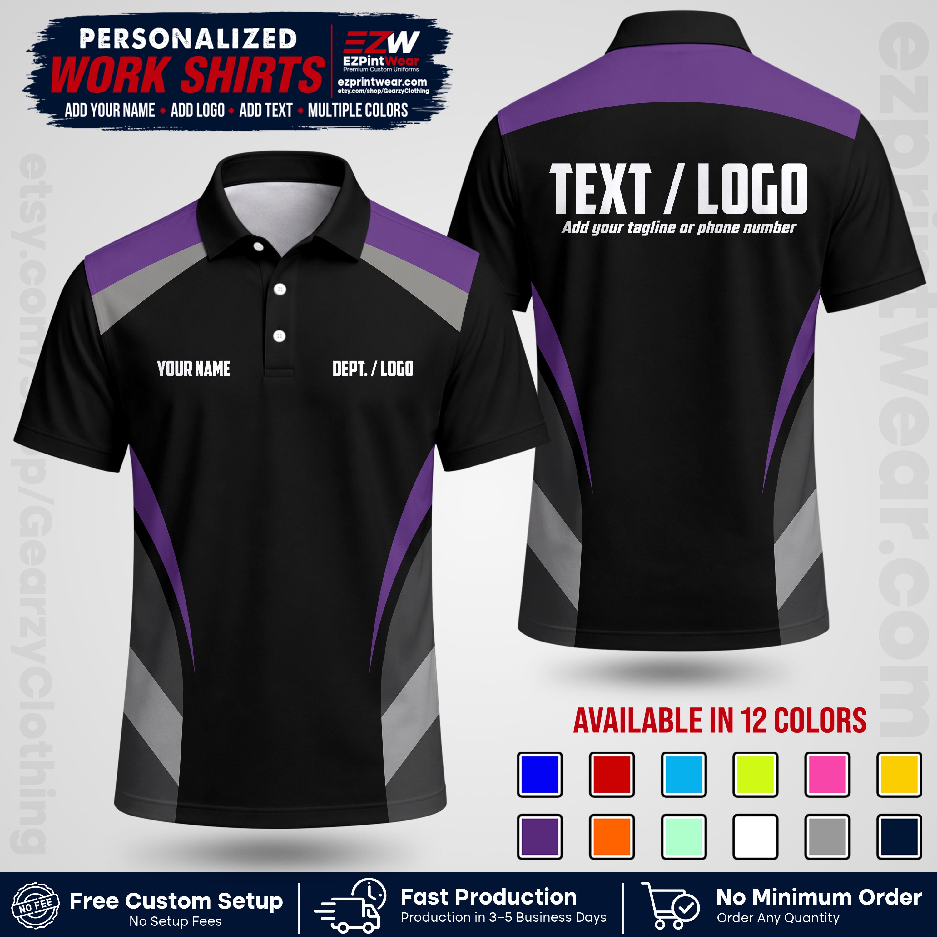 Custom All Over Print Work Uniform Shirt with Name, Logo & Text | Custom Hawaiian Shirt | Company Shirt | Employee Uniform UNF03