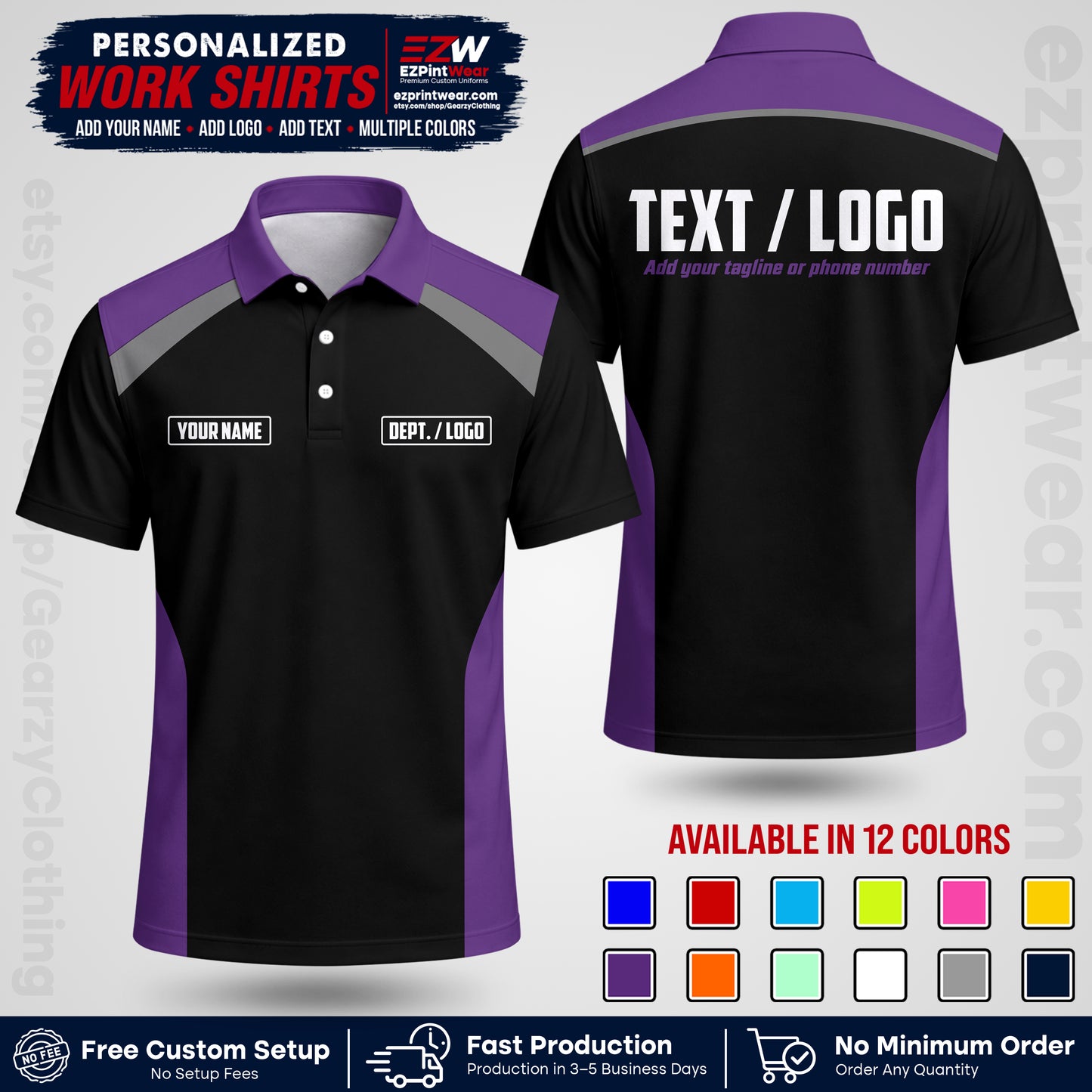 Custom All Over Print Work Uniform Shirt with Name, Logo & Text | Custom Hawaiian Shirt | Company Shirt | Employee Uniform UNF04
