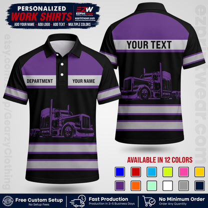 Personalized Truck Driver Workwear Uniform | Custom Safety Stripe Apparel | Non-Reflective Reflective Style Design TW02