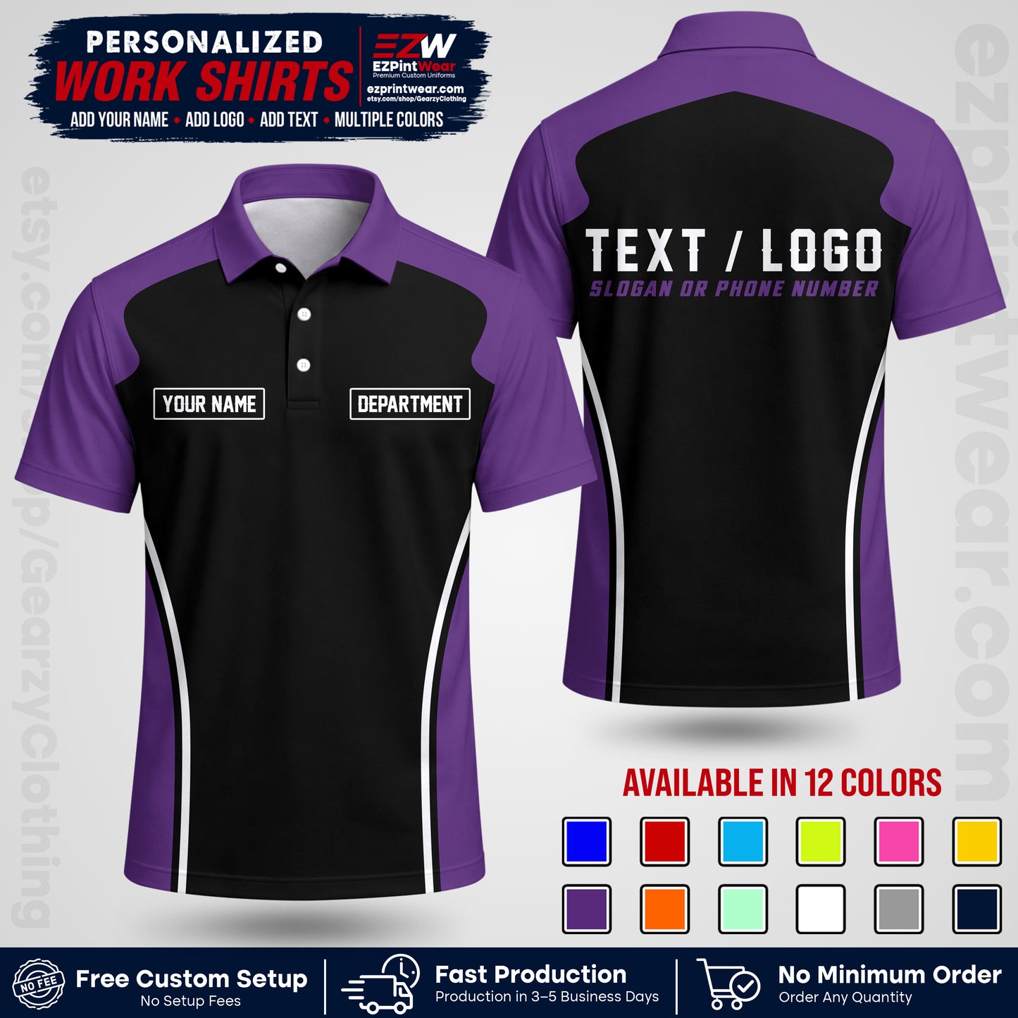 Custom All Over Print Work Uniform Shirt with Name, Logo & Text | Custom Hawaiian Shirt | Company Shirt | Employee Uniform UNF16